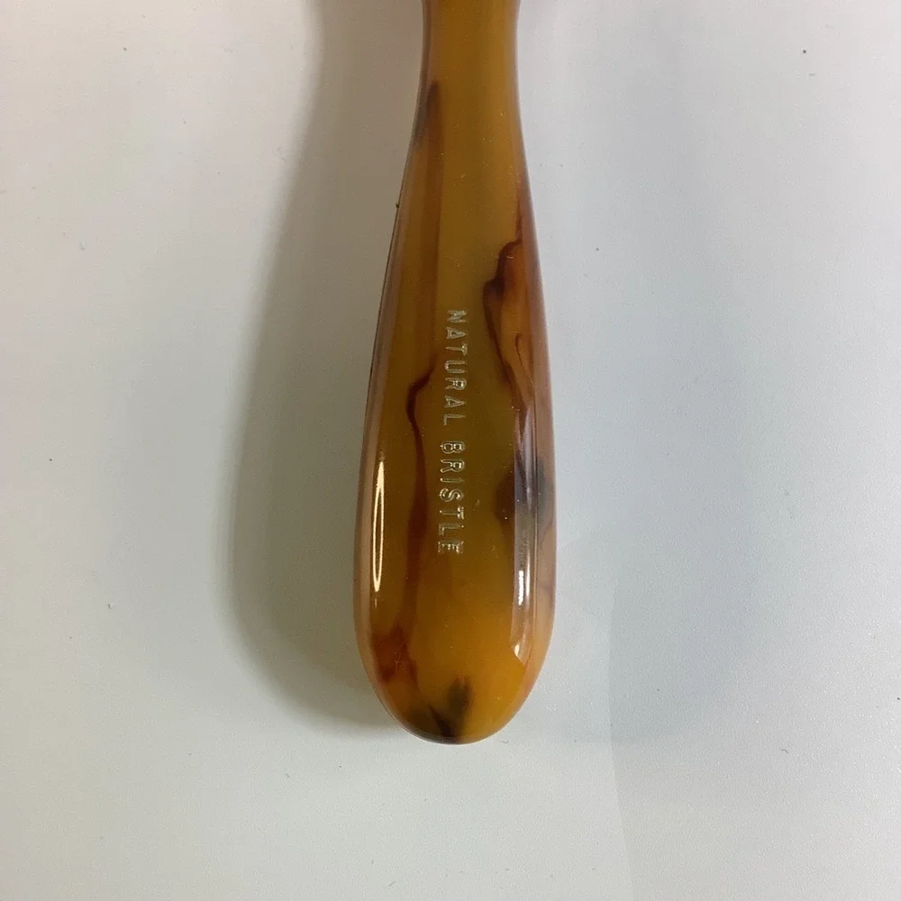 Avon Natural Bristle Hair Brush 8" Butterscotch Dark Caramel Swirl w/ Box VTG - Picture 6 of 12
